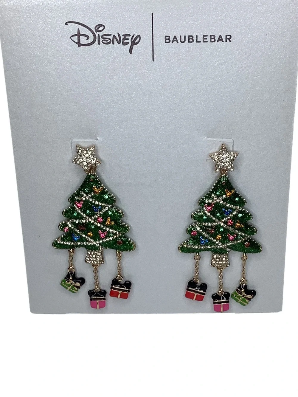 BaubleBar x Disney Mickey Christmas Tree Earrings New